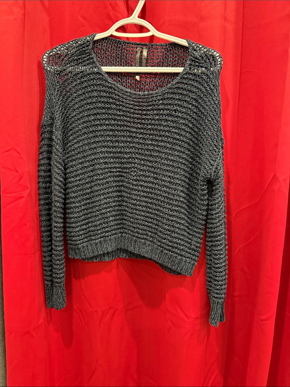 Women's Navy Open-Knit Sweater